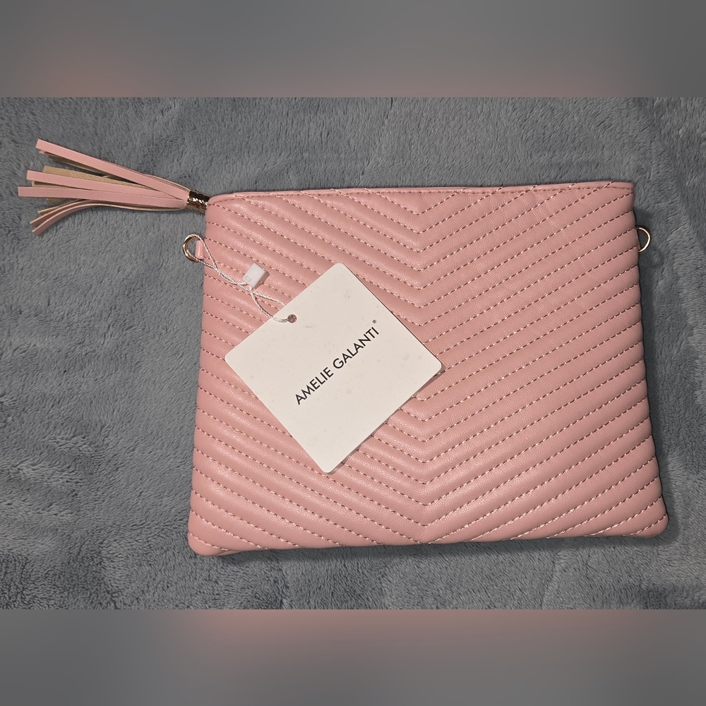 Pink Quilted Chevron Wristlet Clutch